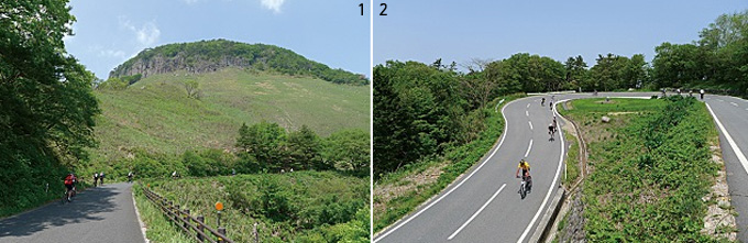 1 산정의 암벽이 배를 닮았다는 센죠산(船上山) 허리를 지나고 있다

2‘한숨고개’라 불리는 히토이키사카(一息坂, 525m)를 넘으면 사카이미나토 항까지는 오직 내리막길과 평지 해안도로가 기다린다
