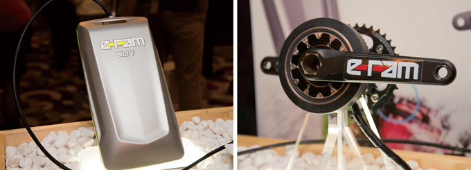 최경량의 전기자전거 키트 e-RAM이다. 크랭크 역할을 동시에 수행하는 센터 모터는 지름 13㎝, 두께 4.5㎝에 불과한 초소형으로 무게도 1.5㎏에 불과하다. 출력은 250W, 50V이고, 드라이브 샤프트에 토크와 스피드 센서가 내장되어 있다. 주행 정보가 와이파이를 통해 스마트 기기와 연동되는 똑똑한 제품이다.