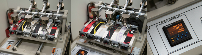 
	안장 소재를 문지르는 테스트. 6000번을 문지르는 실험 중으로 현재 2829번 진행됐다.
