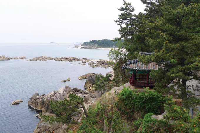 천학정은 해안절벽 위에 위태롭게 서서 동해를 바라본다.