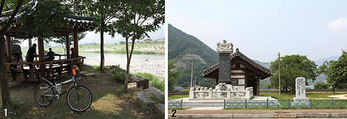 1 남명선생도 나와 쉬셨을 자리에 신식 정자가 들어서 그늘을 준다.(산청 시천) 2 남명 조식 선생이 만년을 보낸 ‘산천재’(산청 시천)