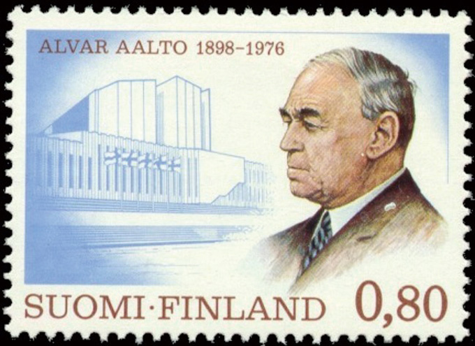 
	건축 설계로 유명한 알바르 알토를 기념한 우표
