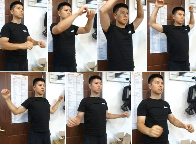 천천히 어깨를 풀어주는 느낌으로 팔을 돌리자. 빠르게 돌리지 말고 천천히 지그시 돌리자.